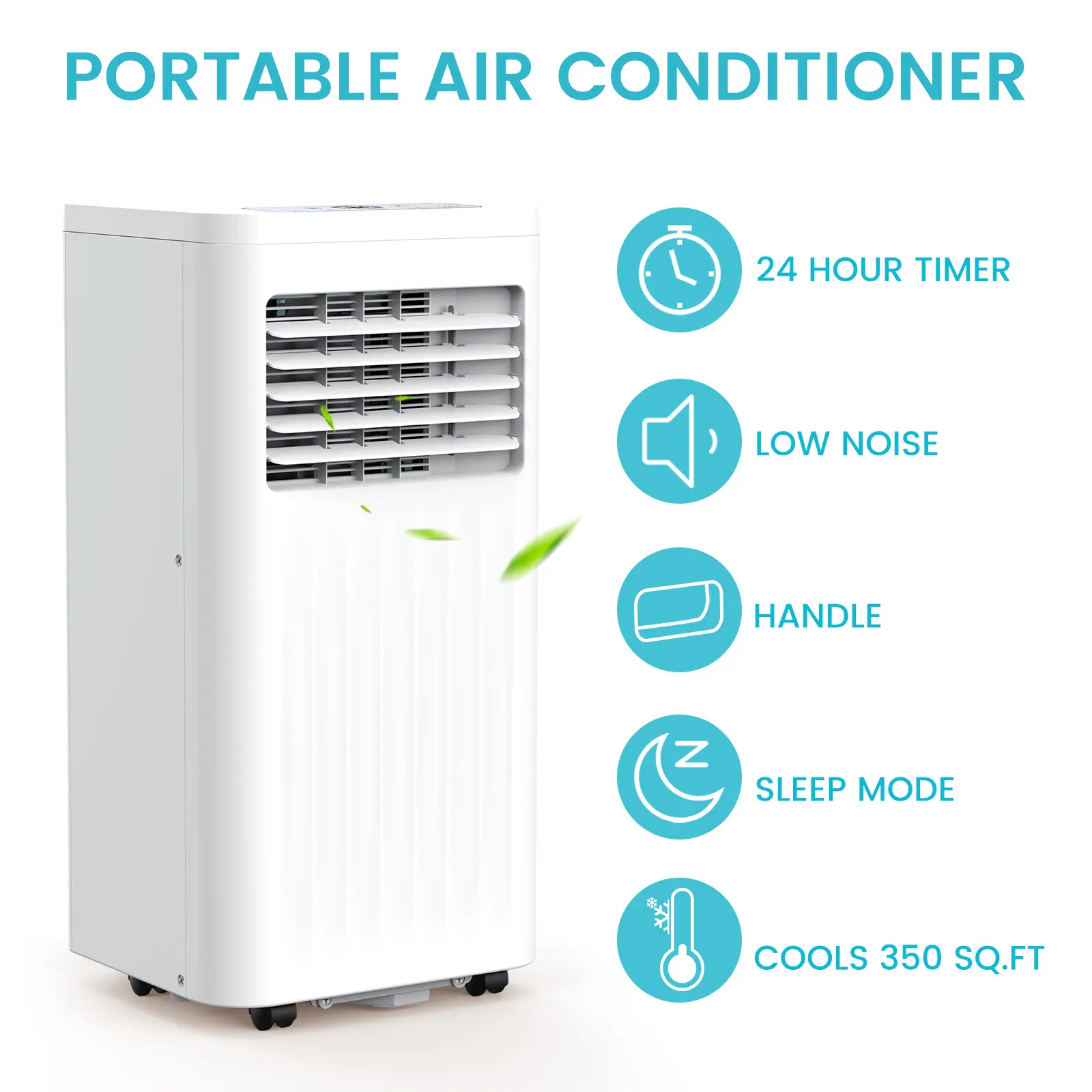 COWSAR 8000-10000 BTU EasyCool Portable Air Conditioner – Indoor Room Home Comfort Gear, Cools 350 Sq.Ft, Remote Control, LED Display, 24H Timer, Sleep Mode & Window Installation Kit, for Bedroom Office Apartment