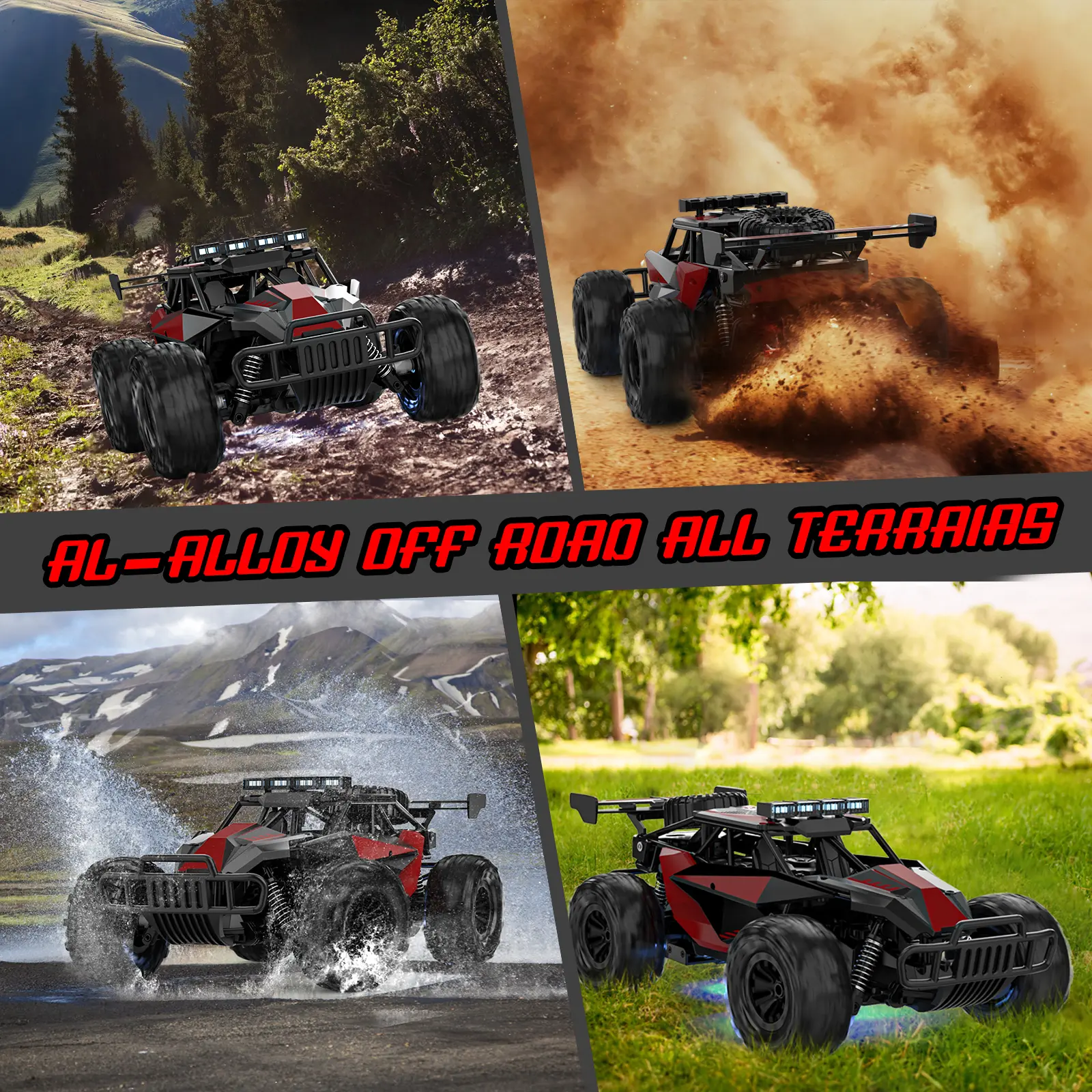 Remote Control Car - 2.4GHz High Speed 33KM/H RC Cars Toys, 1:12 Monster RC Truck Off Road with LED Headlight and Rechargeable Battery Gifts for Adults Boys 8-12 rc car Outdoorfun Durable