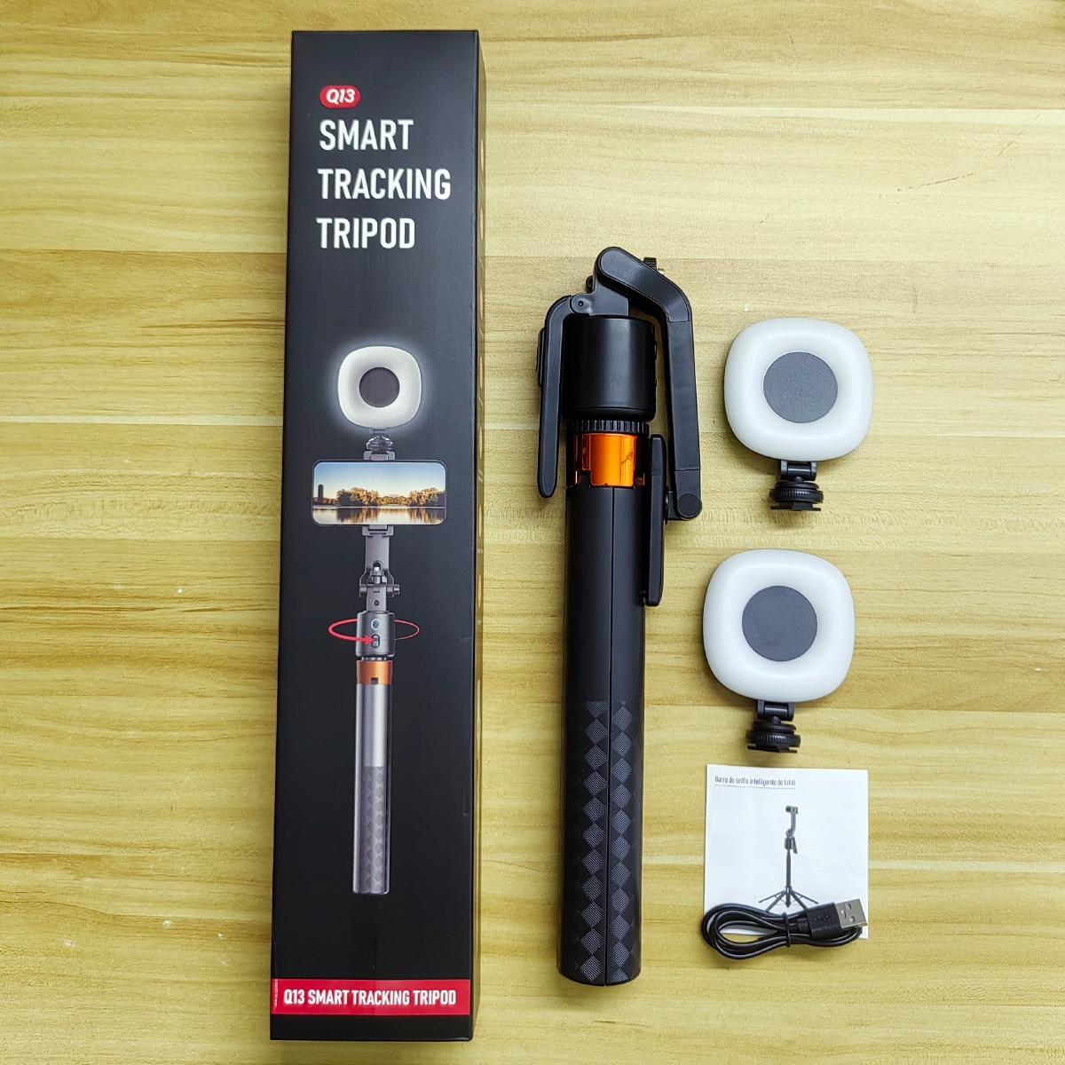 360° Rotatable Adjustable Selfie Stick Tripod, Rechargeable Smart Face Tracking Tripod with 2 Fill Lights, Auto Face Tracking Phone Holder for Vlog, Live Streaming, Remote Tripod 360° Rotatable Adjustable Selfie Stick Tripod, Rechargeable Smart Face Tracking Tripod with 2 Fill Lights, Auto Face Tracking Phone Holder for Vlog, Live Streaming, Remote Tripod