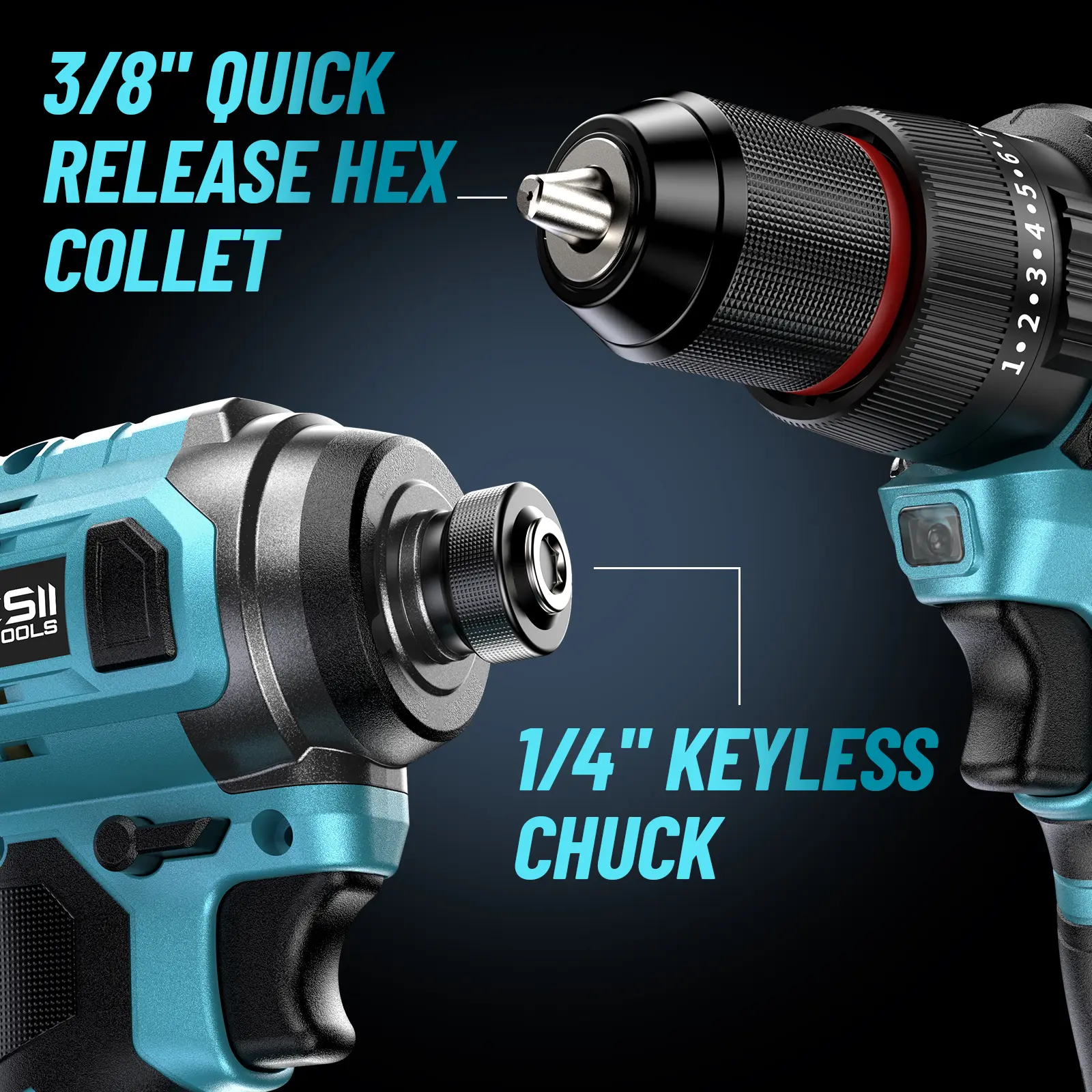 SEESII 3/8'' Brushless Cordless Drill and 1/4'' Impact Driver Combo Kit with 2 Batteries, 21V Max Electric Brushless Power Tool Set with Fast Charger