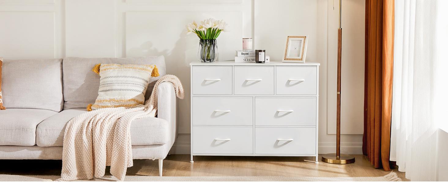 【Deal】Sweetcrispy 7-Drawer Black Fabric Drawer Storage Dresser - Bedroom Dresser, Small Room Organization Product, Organizer Storage, TV Stand Sideboard, Entryway Cabinet