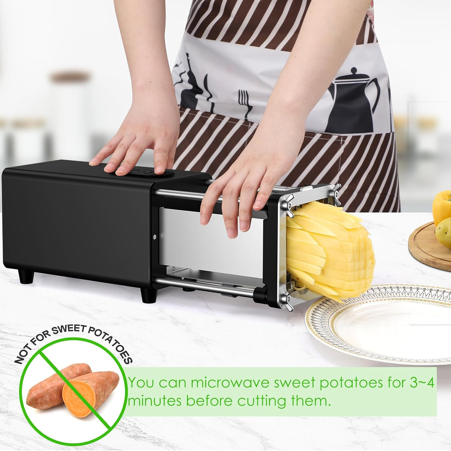 Electric French Fry Cutter, Potato Cutter Machine, Stainless Steel Potato Slicer, Vegetable Cutter, Kitchen Gadget