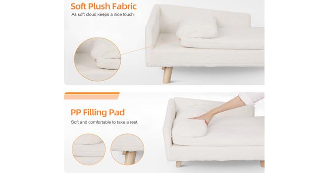 Elevated Dog Bed Couch Sofa: Wooden Dog Chair with Bolster Cushion for Small Dogs Cats Cute Pet Chaise Soft Cushion Washable, 31.7 x 18.9 Inches