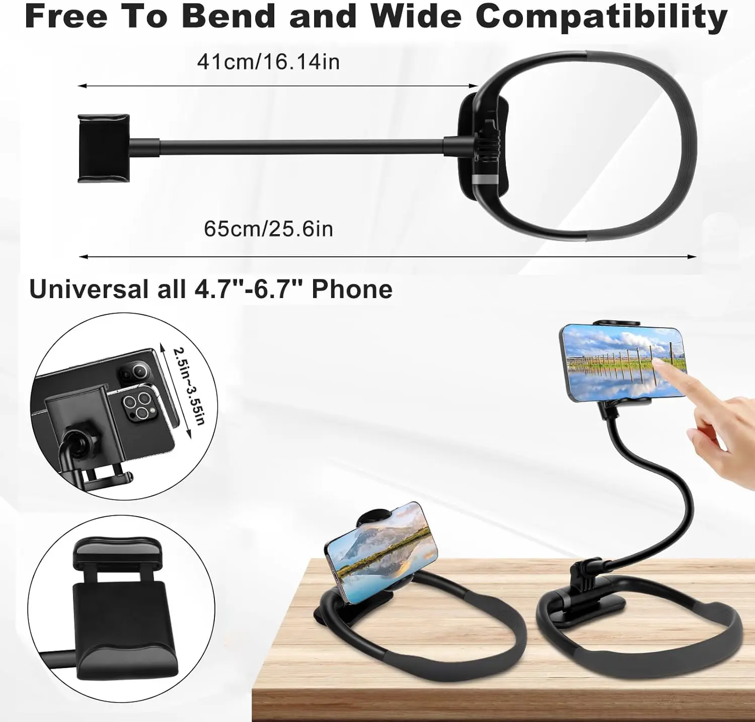 Neck Phone Mount - 16" Flexible Gooseneck with Magnetic Lock, Adjustable Holder, Hands-Free Accessory for Bed, Live Streaming, Fits 4-7" Phones, Holiday Gift for Vlogging, Adjustable Phone Holder summerwins,summerwins summerwins,back to school
