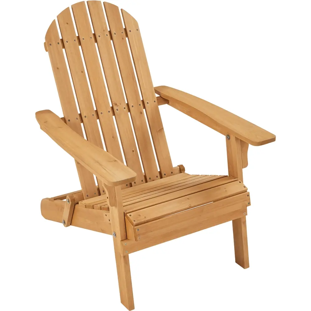 Folding Single‑Person Ergonomic Outdoor Patio Chair, Weather‑Resistant Solid‑Wood Hollow‑Out Lounge Chair with 3‑Leg Support, Easy‑Storage for Backyard Fire Pits