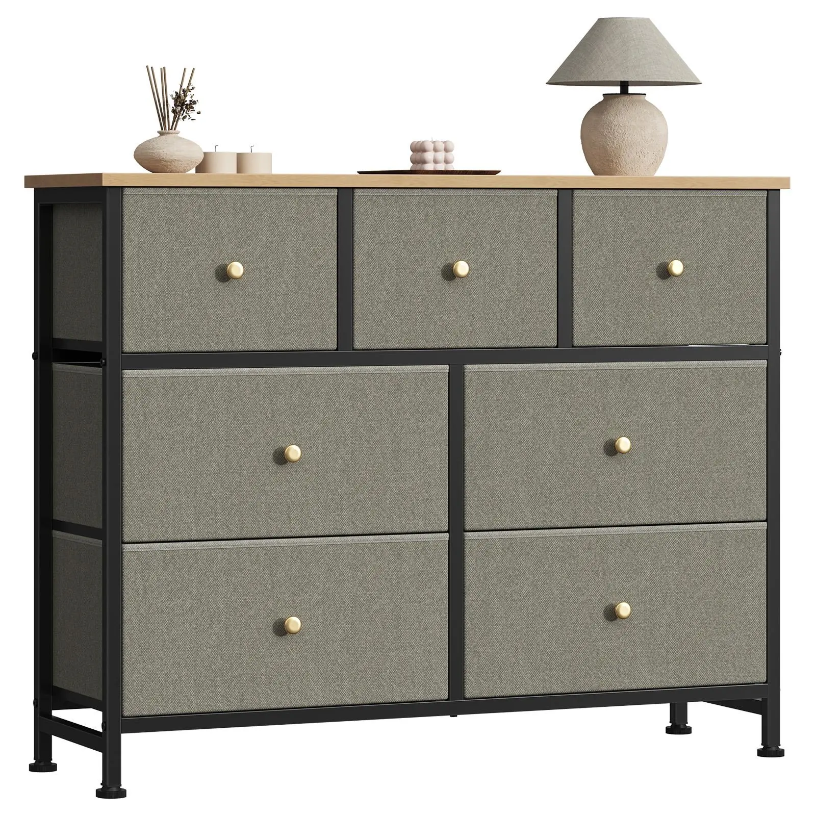 【Deal】Sweetcrispy 7-Drawer Black Fabric Drawer Storage Dresser - Bedroom Dresser, Small Room Organization Product, Organizer Storage, TV Stand Sideboard, Entryway Cabinet