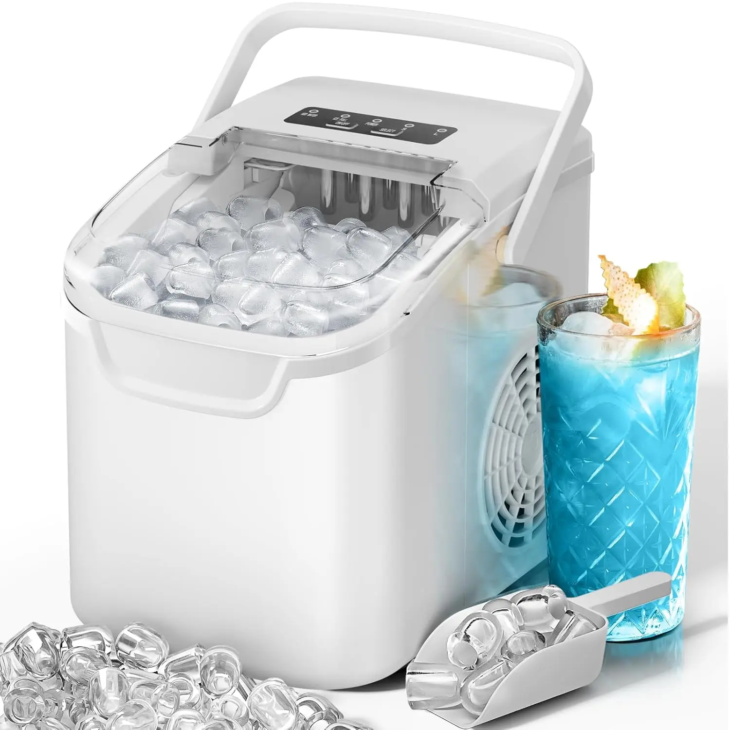 Back To School - HULIABU Countertop Icemaker with Handle - Bullet Ice Making Machine, 8 Cubes in 6 Mins, Portable Self-Cleaning Ice Machine for Home/Office (Purple)