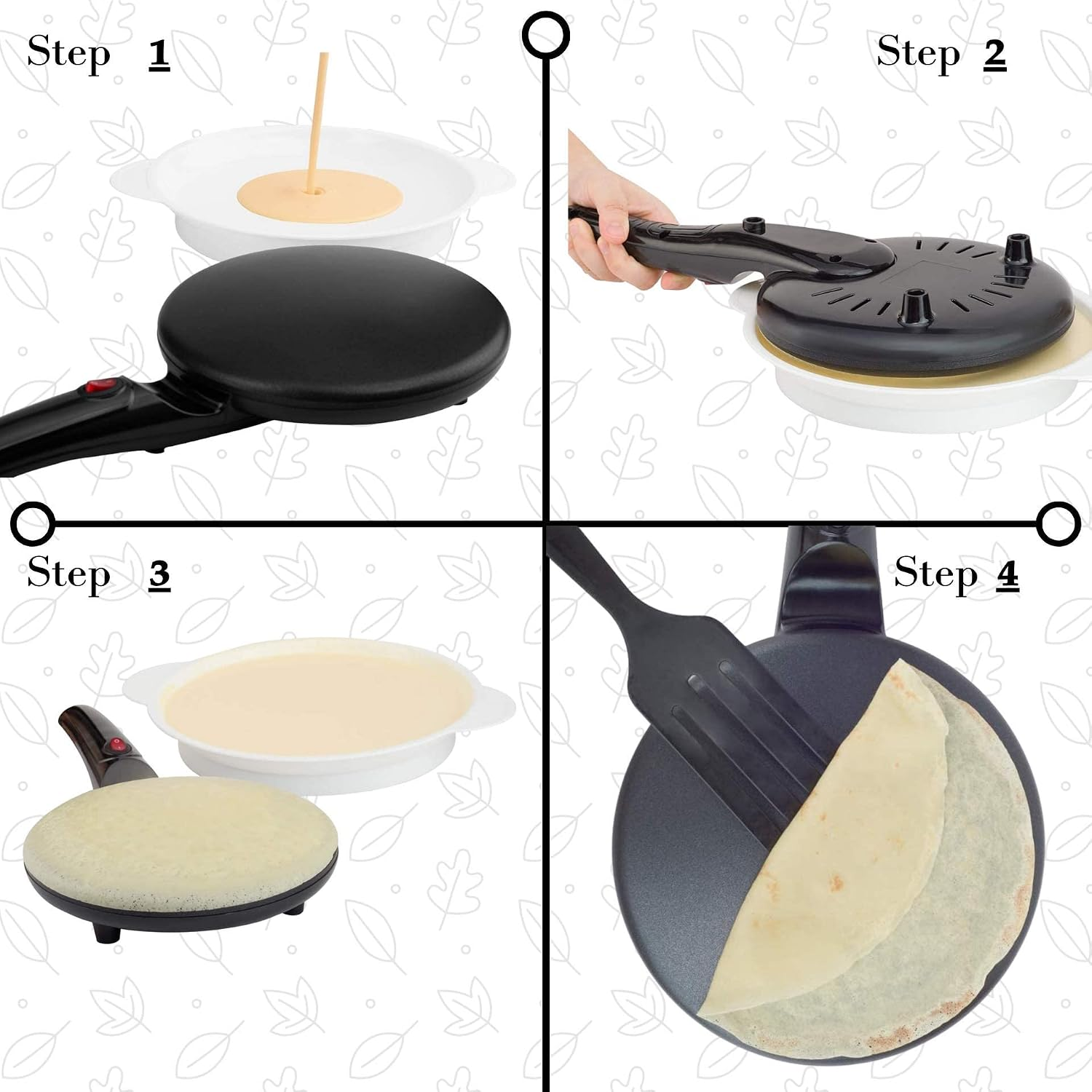 HULIABU 12” Electric Crepe Maker Machine, Griddle Nonstick Crepe Pan