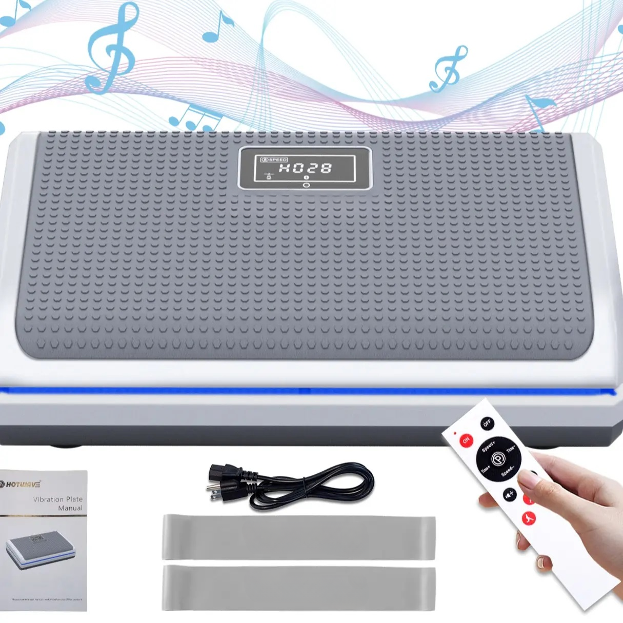 Vibration Plate Exercise Machine with 450 LBS Capacity, 120 Speed Levels, 60Hz High Frequency and Resistance Bands for Portable Whole-Body Home Fitness