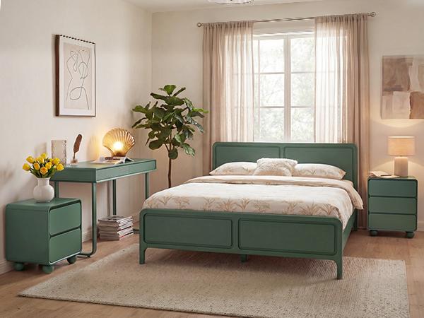 Giratree Small Night Stand with 2 Drawers, Mid Century Modern Nightstands with Solid Wood Legs, 2 Drawer Dresser Curved Profile Design End Table Side Table for Small Space, Dorm, Bedroom