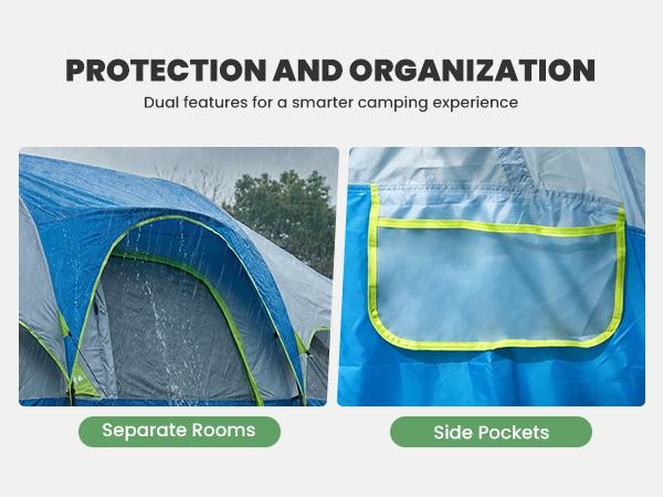 Sweetcrispy 2-8 Person Instant Polyester Camping Tent for Families, Easy Setup with Removable Rainfly, Power Cord Access & Excellent Ventilation, Easy Setup Tents, Tents For Camping