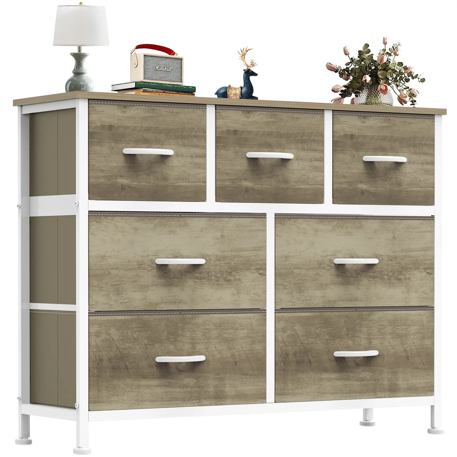 【Deal】Sweetcrispy 7-Drawer Black Fabric Drawer Storage Dresser - Bedroom Dresser, Small Room Organization Product, Organizer Storage, TV Stand Sideboard, Entryway Cabinet