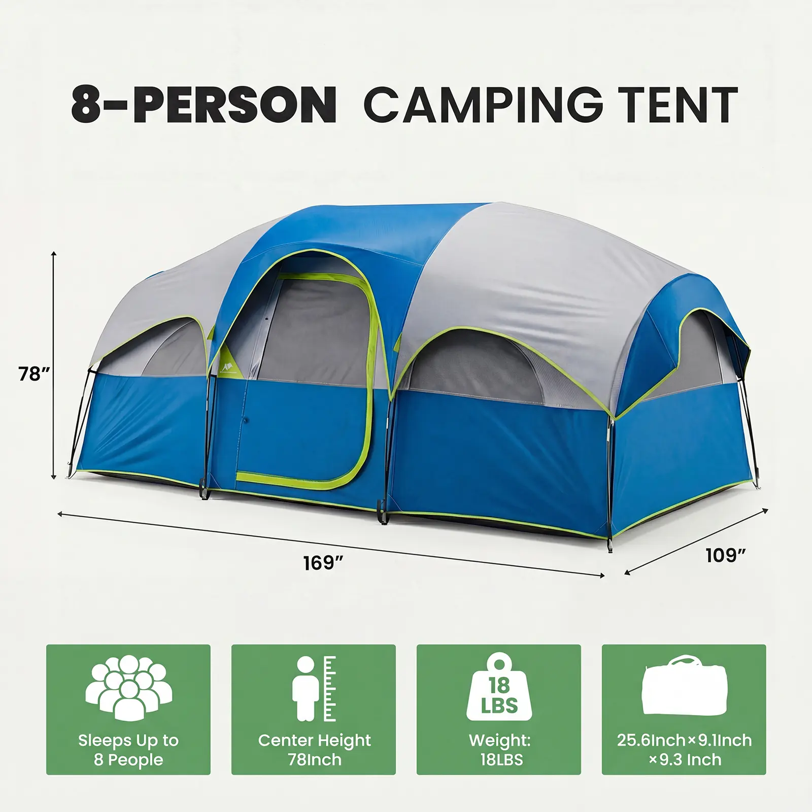 Sweetcrispy 2-8 Person Instant Polyester Camping Tent for Families, Easy Setup with Removable Rainfly, Power Cord Access & Excellent Ventilation, Easy Setup Tents, Tents For Camping
