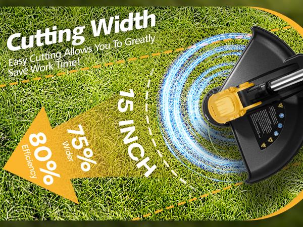 GEVEELIFE Bruchless Electric Weed Wacker String Trimmer,21V Cordless Weed Eater and Edger, 15'' Cutting Width with 2*5.0Ah Batteries Powered Brush Cutter, 4 in 1 Lawn Mower , Eco Friendly Grass Cutter,