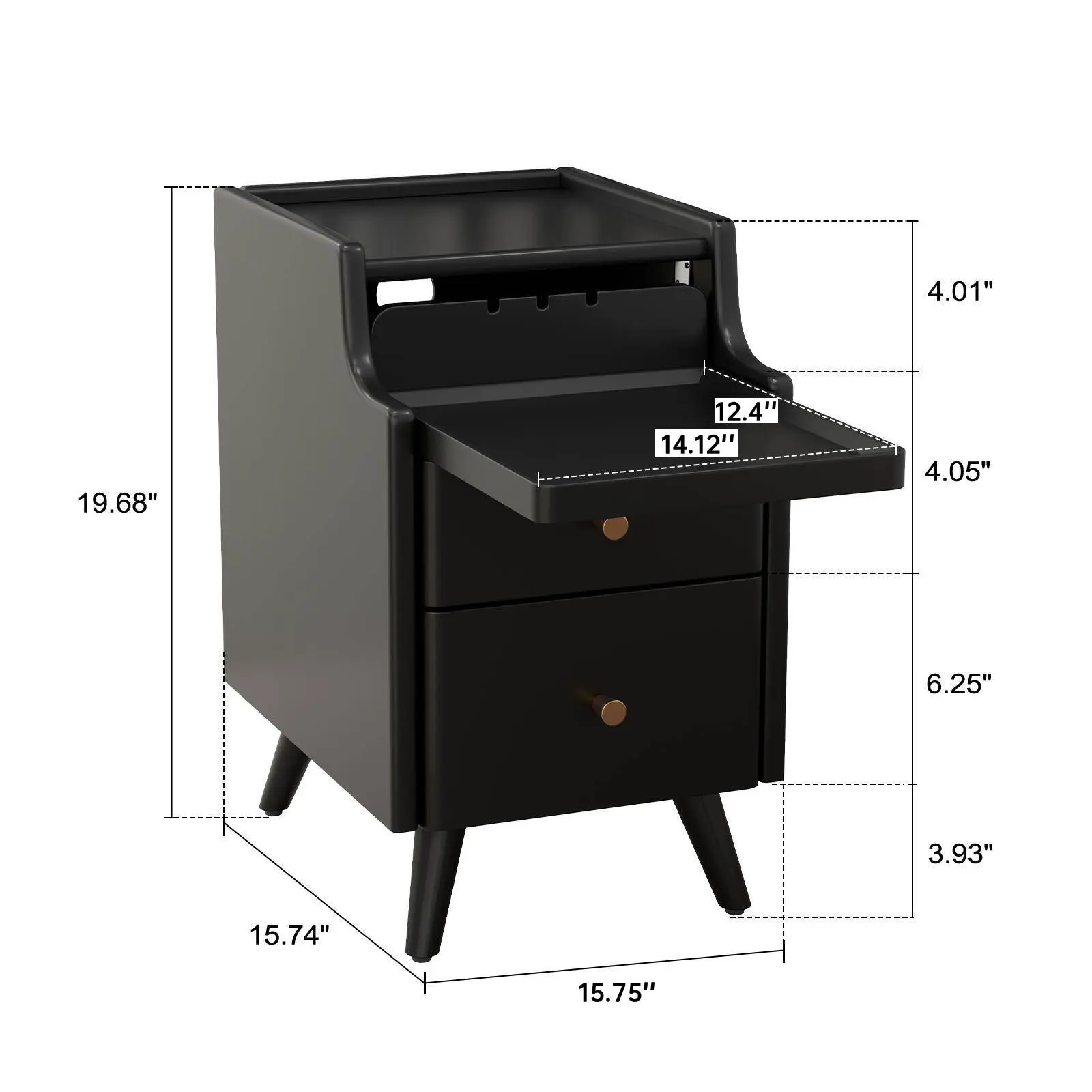 Premium Solid Wood Nightstand | No MDF, 2 Drawer Storage, Space-Saving Bedside Table