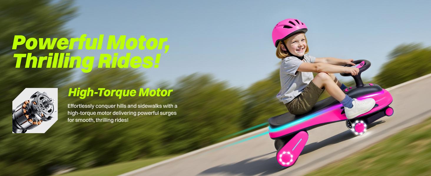 ZIFFY 45W 5.5A Light-Up Electric Wiggle Car with Pedal, Rechargeable Battery, 2-in-1 Swing Car, 2 Speed Ride-On Toy, Anti-Rollover, Flashing Wheels for Ages 3+ (Up to 110 lbs) ZIFFY 45W 5.5A Light-Up Electric Wiggle Car with Pedal, Rechargeable Battery, 2-in-1 Swing Car, 2 Speed Ride-On Toy, Anti-Rollover, Flashing Wheels for Ages 3+ (Up to 110 lbs)