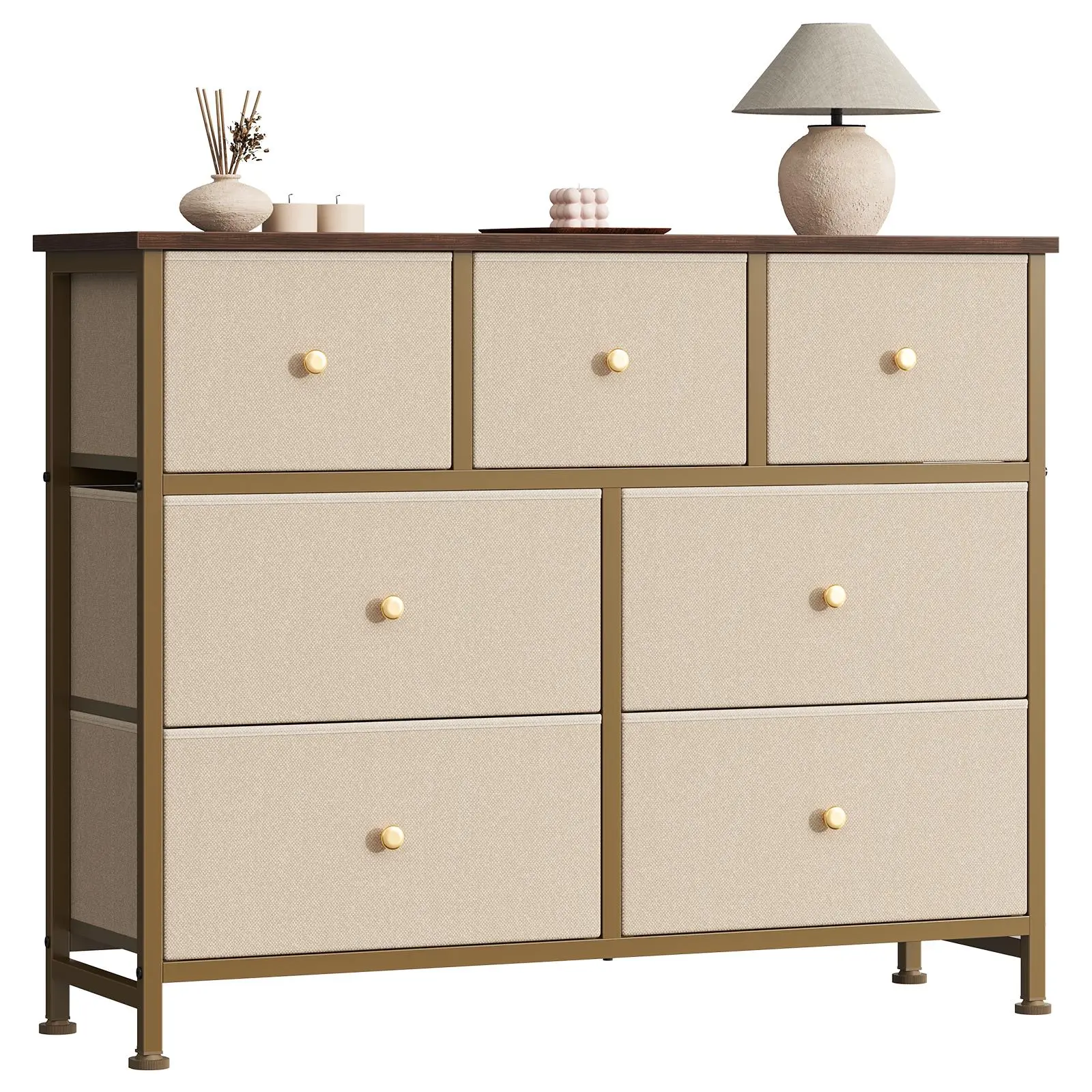 【Deal】Sweetcrispy 7-Drawer Black Fabric Drawer Storage Dresser - Bedroom Dresser, Small Room Organization Product, Organizer Storage, TV Stand Sideboard, Entryway Cabinet