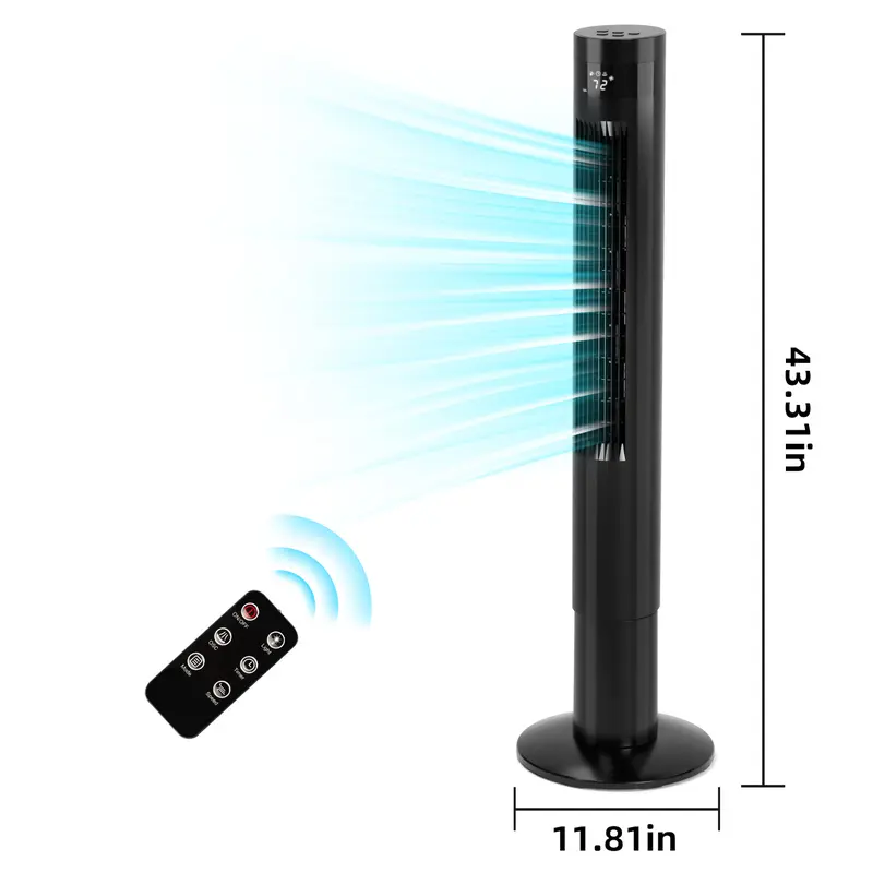 Antarctic Star 43in Tower Standing Fan - 85° Oscillation, 12H Timer, Remote Control