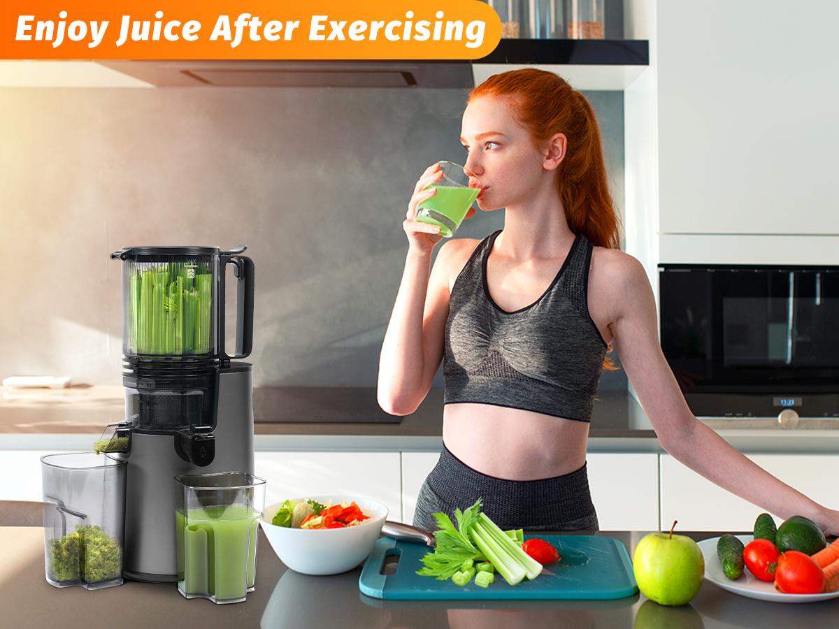 LQZ 350W Cold Press Juicer - Slow Masticating, 5.4 Inch Feed Chute, High Juice Yield, Easy Clean, 55rpm Technology for Whole Fruits & Veggies,Summer Glow LQZ 350W Cold Press Juicer - Slow Masticating, 5.4 Inch Feed Chute, High Juice Yield, Easy Clean, 55rpm Technology for Whole Fruits & Veggies,Summer Glow