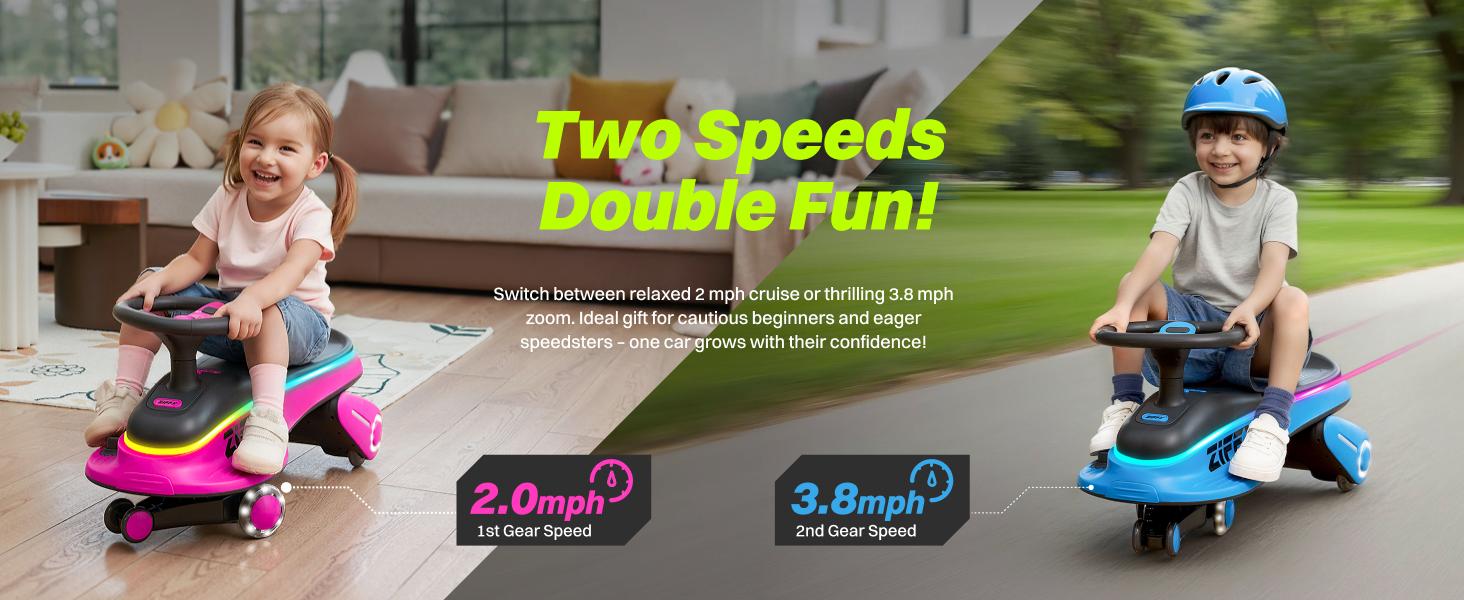 ZIFFY 45W 5.5A Light-Up Electric Wiggle Car with Pedal, Rechargeable Battery, 2-in-1 Swing Car, 2 Speed Ride-On Toy, Anti-Rollover, Flashing Wheels for Ages 3+ (Up to 110 lbs) ZIFFY 45W 5.5A Light-Up Electric Wiggle Car with Pedal, Rechargeable Battery, 2-in-1 Swing Car, 2 Speed Ride-On Toy, Anti-Rollover, Flashing Wheels for Ages 3+ (Up to 110 lbs)