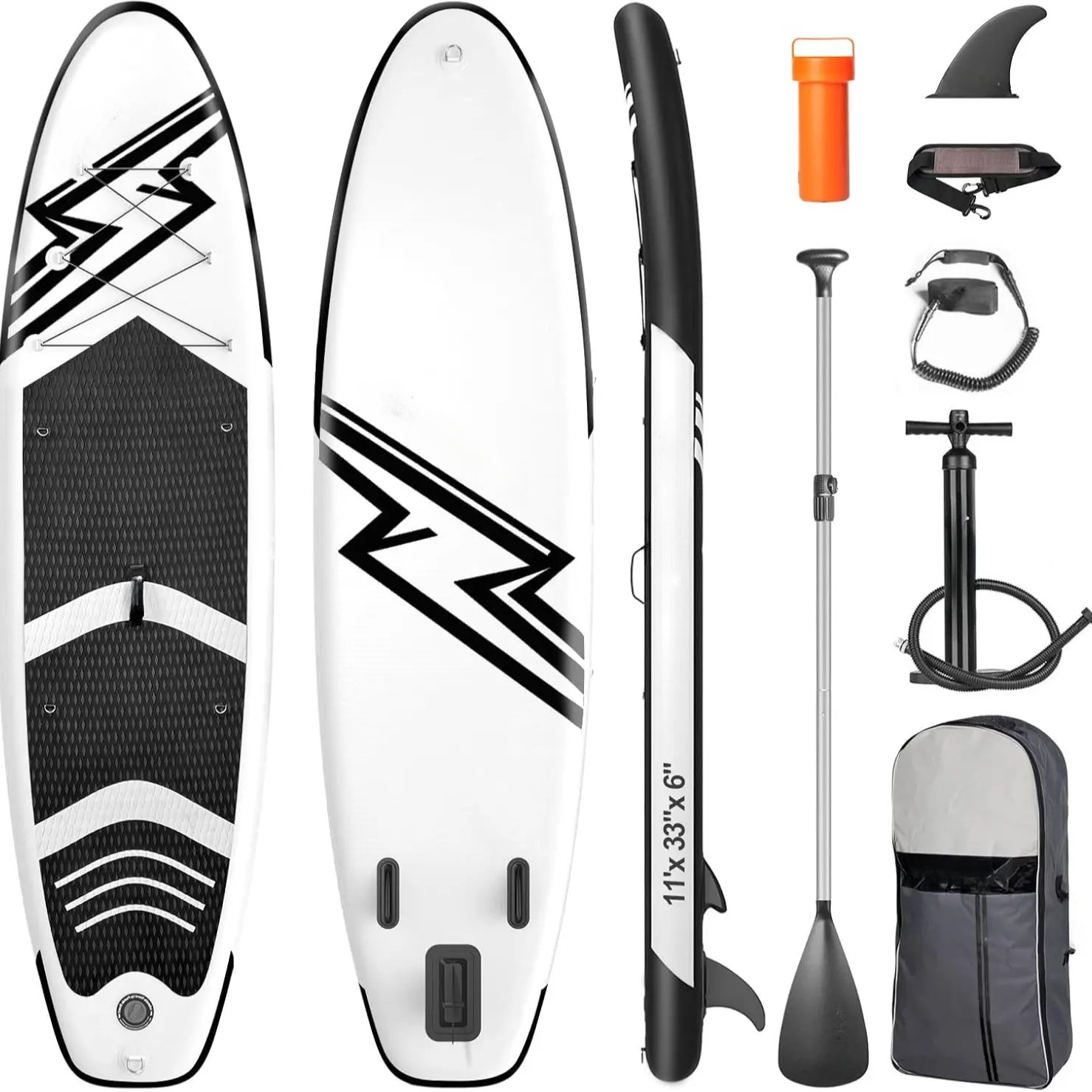 HULIABU 11' Premium Stand Up Paddle Board, Yoga Board with SUP Accessories & Carry Bag | Wide Stance, Surf Control, Non-Slip Deck, Leash, Paddle and Pump for Youth & Adult