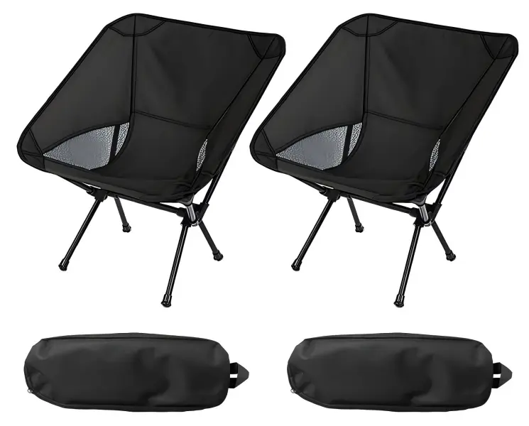 2‑Pack Collapsible Camping Chairs, Lightweight X‑Frame Non‑Slip Outdoor Beach Chairs, 136 kg Load‑Capacity Portable Picnic Seats with Carry Bag for Backpacking & Outdoor Gifting