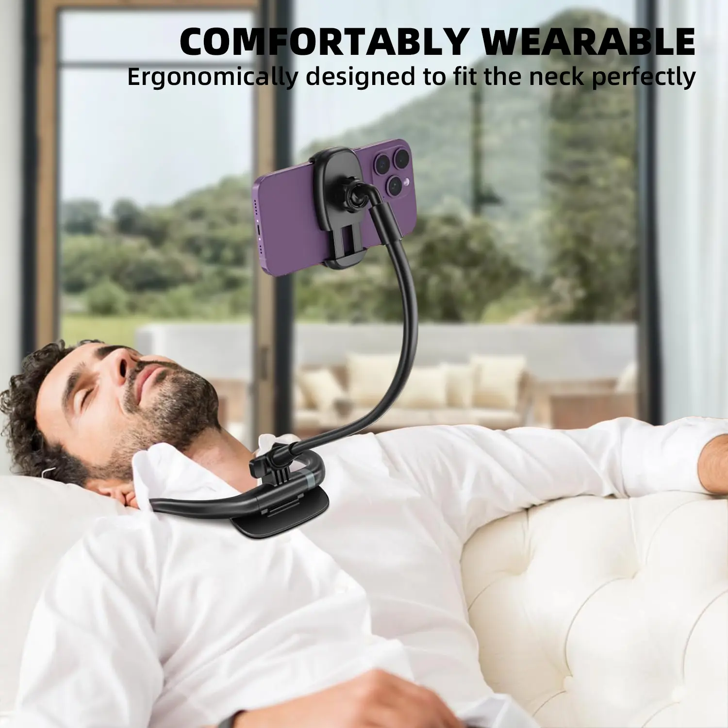 Neck Phone Mount - 16" Flexible Gooseneck with Magnetic Lock, Adjustable Holder, Hands-Free Accessory for Bed, Live Streaming, Fits 4-7" Phones, Holiday Gift for Vlogging, Adjustable Phone Holder summerwins,summerwins summerwins,back to school