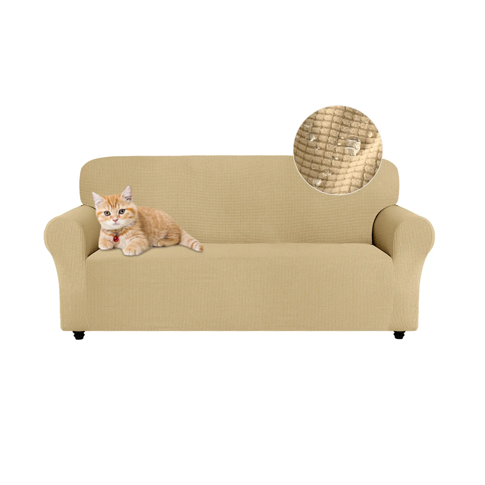 100% Waterproof Sofa Cover - Elastic Stretch Anti-Slip Jacquard Slipcover for 1/2/3 Seats, Pet-Friendly Washable Soft Furniture Protector for Living Room Home Decor (1 Count), Sofa Covers,back to school,dorm essentials,home essentials