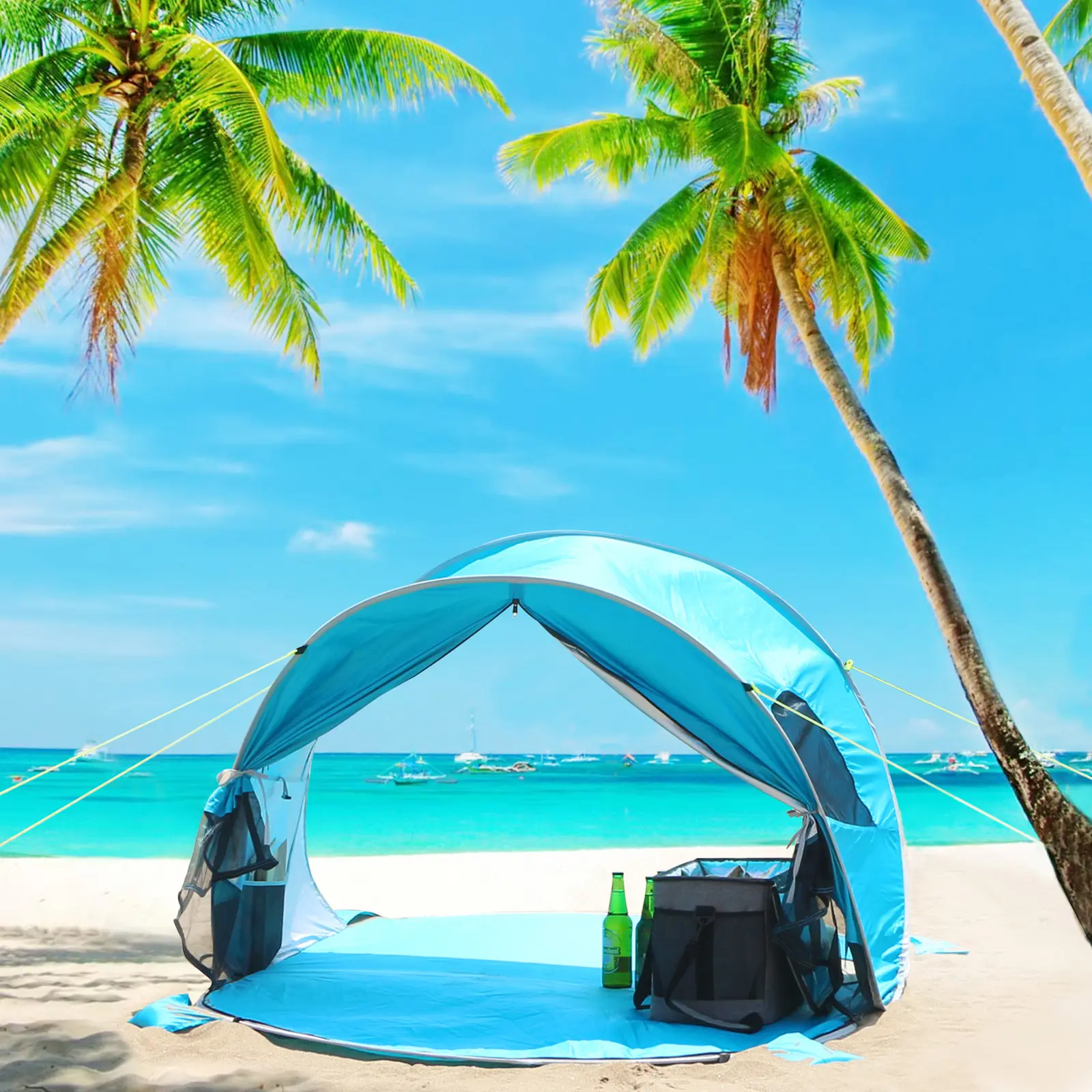 WolfWise UPF 50+ Easy Pop Up 3-4 Person Beach Tent, Sport Umbrella, Instant Sun Shelter Tent, Sun Shade Canopy, Portable Sand Pockets For Stability High Density Mesh Windows Outdoorfun #SummerVibes