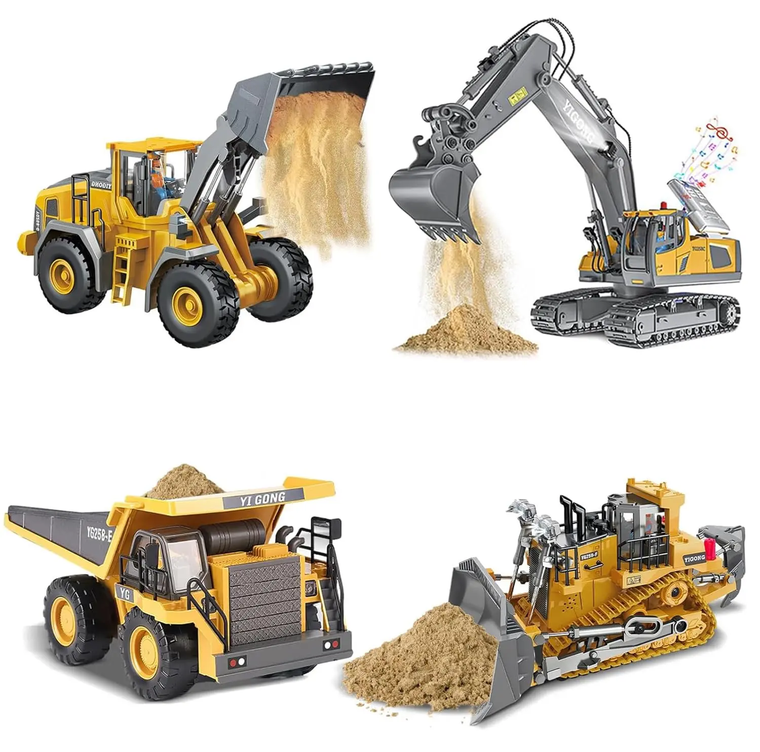 (Easy for kids!)Excavator RC Construction Truck 2.4G High-tech Remote-Control Bulldozer Construction Vehicle Electronic Toy Features lights, sounds and realistic tracks, suitable for children's play, children's gifts, birthday gifts,not 100% metal