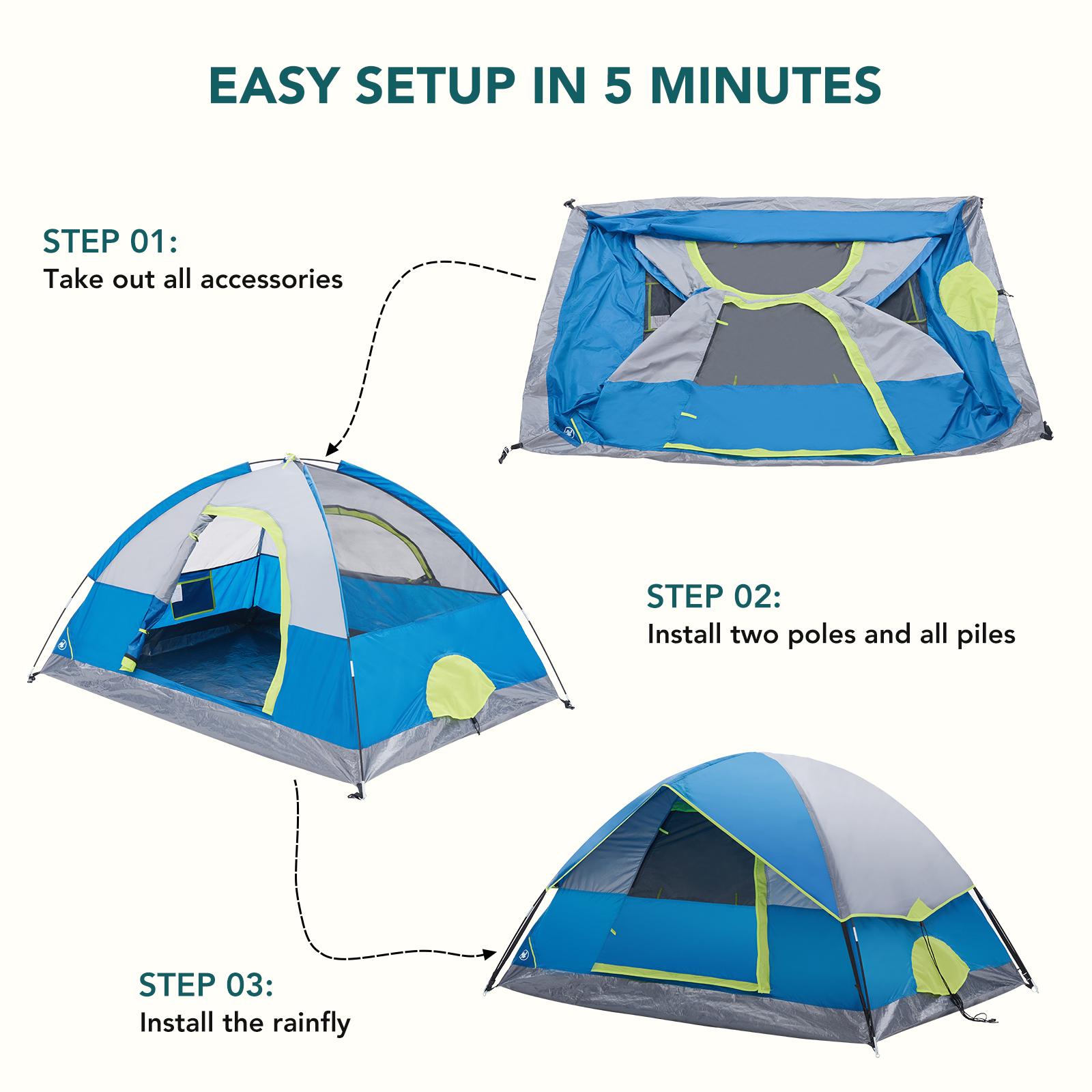 Sweetcrispy 2-8 Person Instant Polyester Camping Tent for Families, Easy Setup with Removable Rainfly, Power Cord Access & Excellent Ventilation, Easy Setup Tents, Tents For Camping