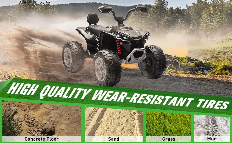 2026 Upgraded 24V Kids ATV 4-Wheeler Ride-On Car, Dual Drive, LED Lights, Bluetooth, USB, Spring Suspension, High/Low Speed, for Boys & Girls (Ages 3&ndash;8) Ride On Tractor