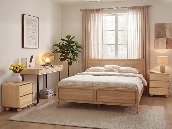 Giratree Small Night Stand with 2 Drawers, Mid Century Modern Nightstands with Solid Wood Legs, 2 Drawer Dresser Curved Profile Design End Table Side Table for Small Space, Dorm, Bedroom