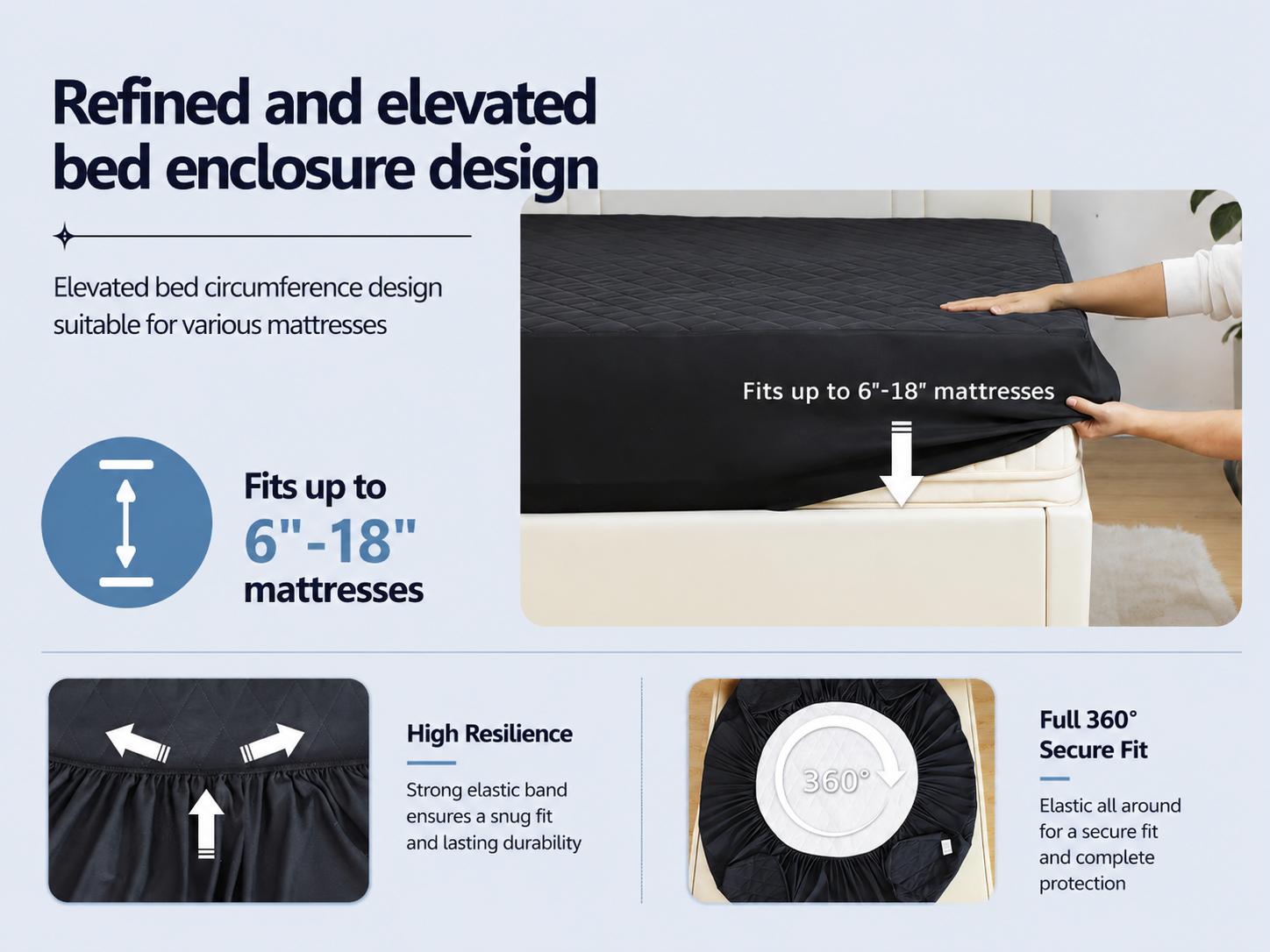 Raybee Waterproof Mattress Protector Queen Size, Washable & Durable Mattress Cover, 6-16'' Deep Pocket Mattress Pad , Fitted Sheet For Bedroom, Guest Room, Collage Dorm,Hotel,Dust Proof,back to school,back to school shopping,home decor Raybee Waterproof Mattress Protector Queen Size, Washable & Durable Mattress Cover, 6-16'' Deep Pocket Mattress Pad , Fitted Sheet For Bedroom, Guest Room, Collage Dorm,Hotel,Dust Proof,back to school,back to school shopping,home decor