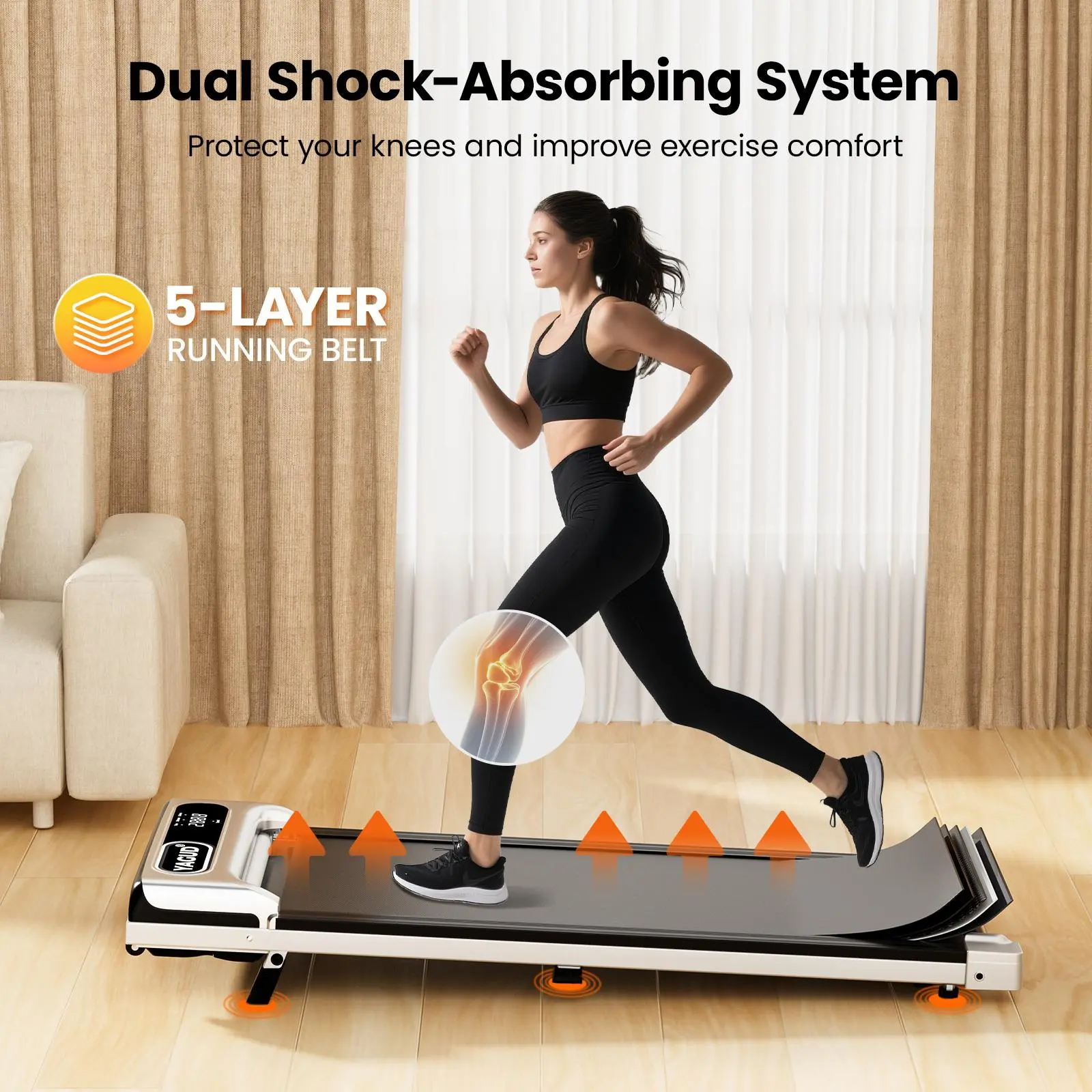 Control & Wheels for Easy mobility, Dual Shock Absorption System Home Gym Equipment, Home Workout Equipment
