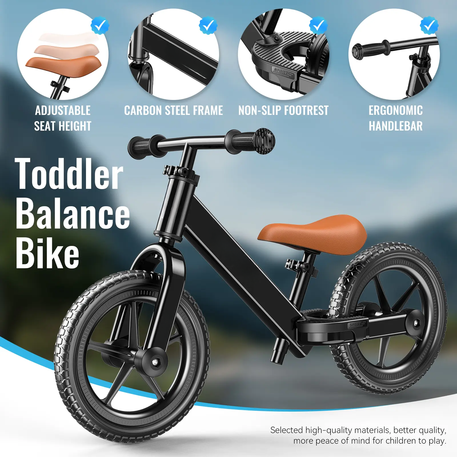  Toddler Balance Bike for Boys and Girls Ages 2-5, No-Pedal Kids Bicycle Toy, Tool-Free Adjustment, Customizable Plate with Stickers, Birthday Gift Idear，Mini Bicycle，Boys & Girls Bike #backtoschool #glowup