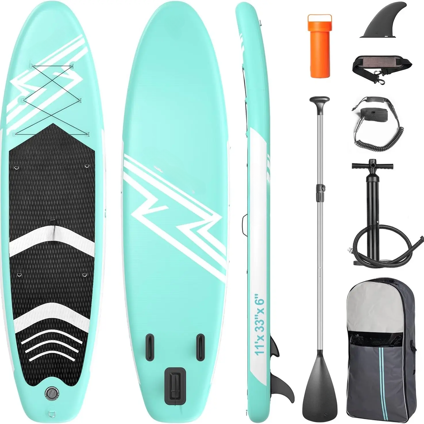 HULIABU 11' Premium Stand Up Paddle Board, Yoga Board with SUP Accessories & Carry Bag | Wide Stance, Surf Control, Non-Slip Deck, Leash, Paddle and Pump for Youth & Adult