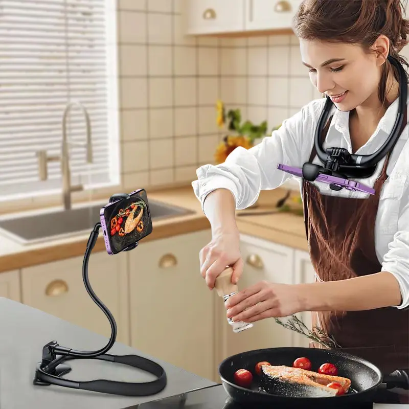 Neck Phone Mount - 16" Flexible Gooseneck with Magnetic Lock, Adjustable Holder, Hands-Free Accessory for Bed, Live Streaming, Fits 4-7" Phones, Holiday Gift for Vlogging, Adjustable Phone Holder summerwins,summerwins summerwins,back to school