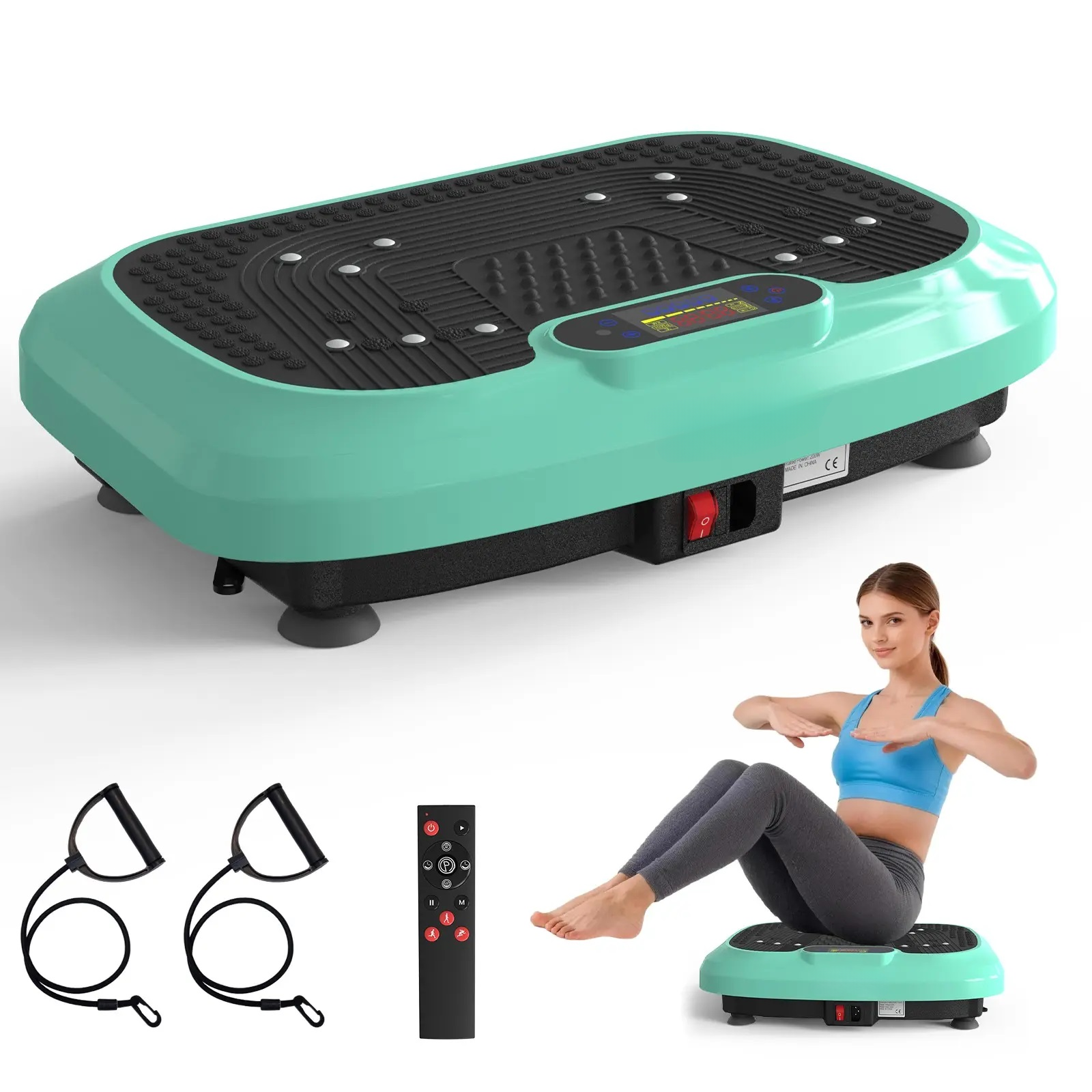 Vibration Plate Exercise Machine with 450 LBS Capacity, 120 Speed Levels, 60Hz High Frequency and Resistance Bands for Portable Whole-Body Home Fitness
