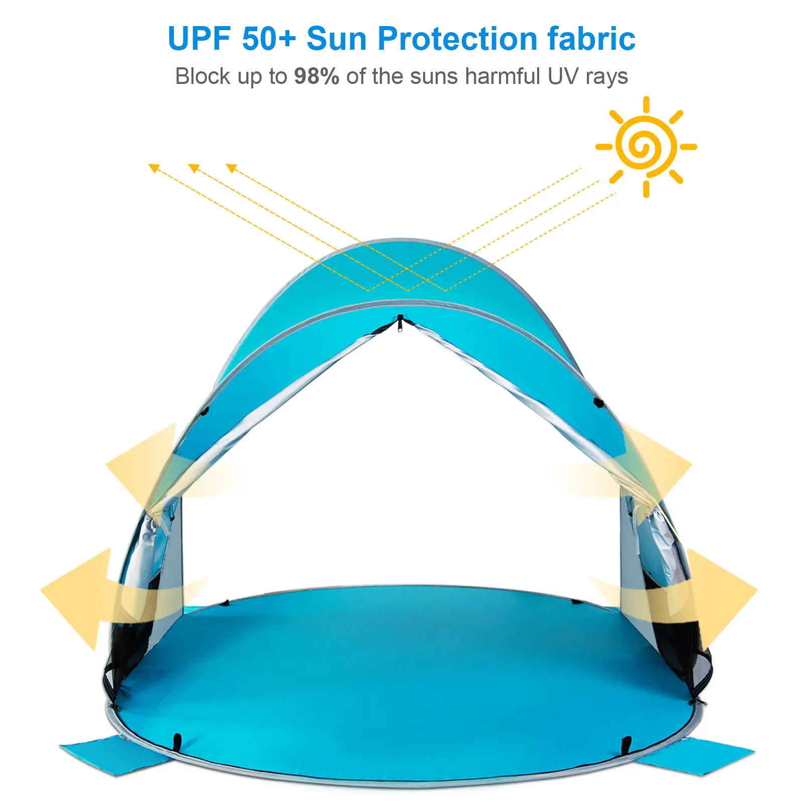 WolfWise UPF 50+ Easy Pop Up 3-4 Person Beach Tent, Sport Umbrella, Instant Sun Shelter Tent, Sun Shade Canopy, Portable Sand Pockets For Stability High Density Mesh Windows Outdoorfun #SummerVibes