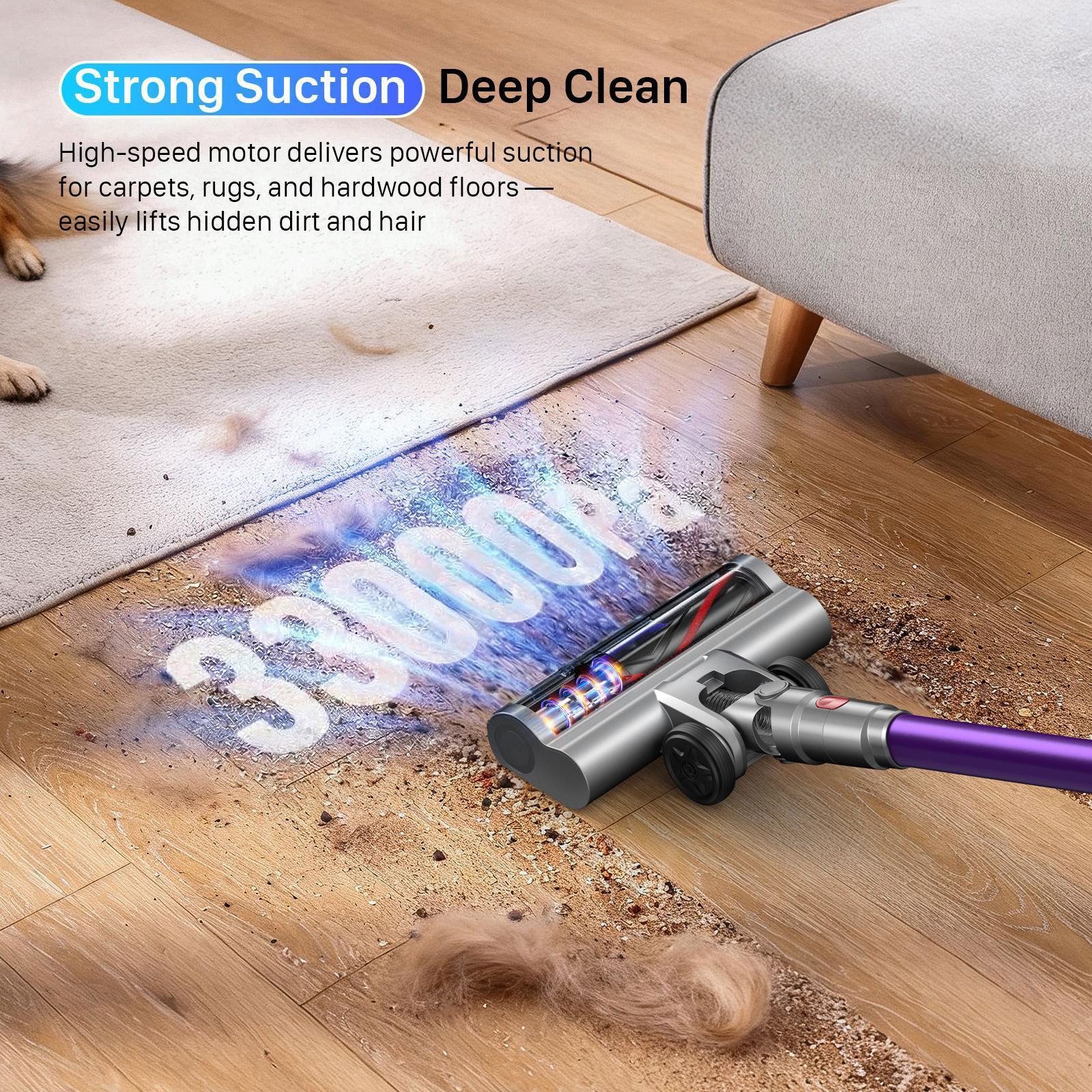 CUZMOK Cordless Vacuum Cleaner,45-Min Runtime 180W Powerful Suction,Self-Standing Stick Vacuum Cleaners with HEPA Filter for Home,Lightweight,Powerful Suction,Anti-Tangle Brush, LED Light,Detachable, for Carpet/Floor/Pet Hair/Car#Summervibes