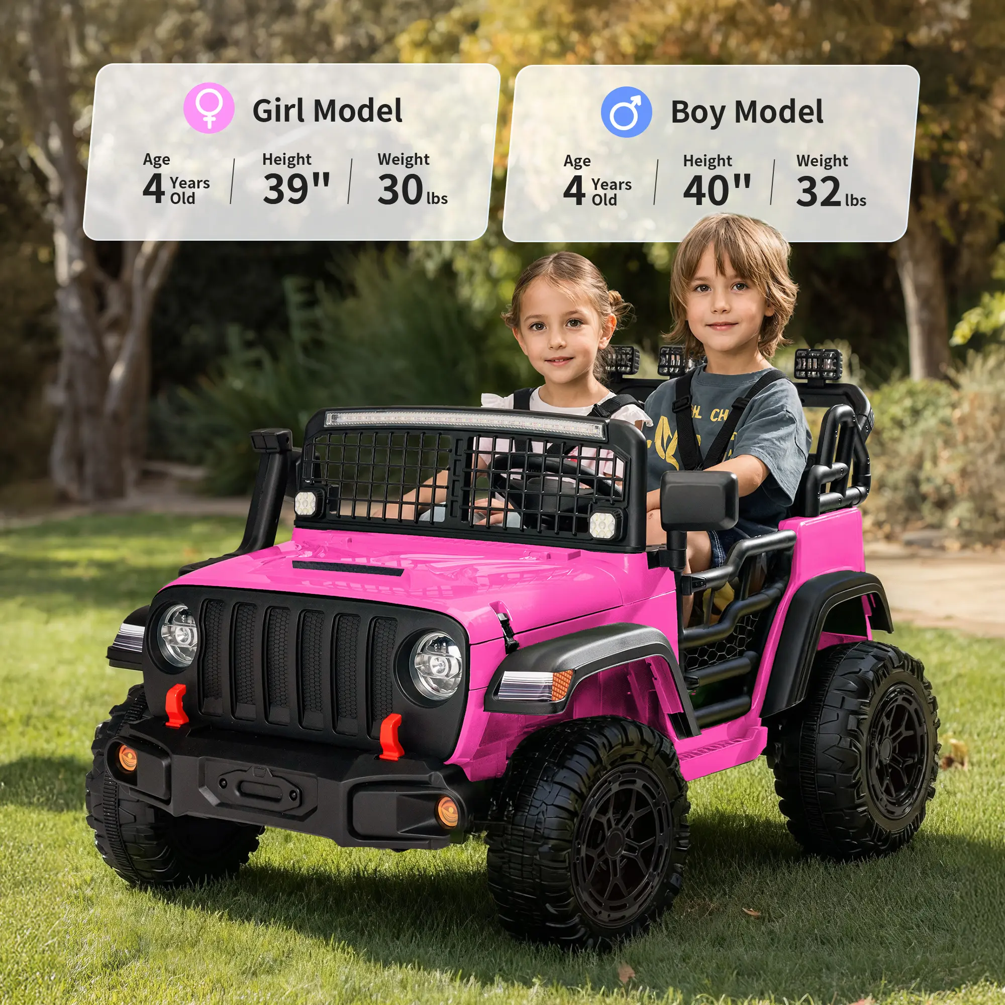 Outfunny 24V Kids Ride on Truck, 4WD/2WD 2 Seater Electric Ride on Toys Car for Big Kids w/ Remote, 4x200W Motor
