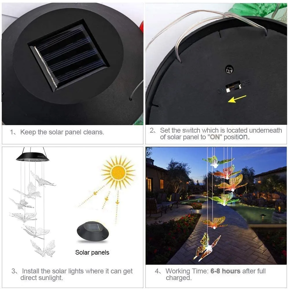 Wind Chime Butterfly LED Solar Light