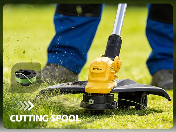 GEVEELIFE Bruchless Electric Weed Wacker String Trimmer,21V Cordless Weed Eater and Edger, 15'' Cutting Width with 2*5.0Ah Batteries Powered Brush Cutter, 4 in 1 Lawn Mower , Eco Friendly Grass Cutter,