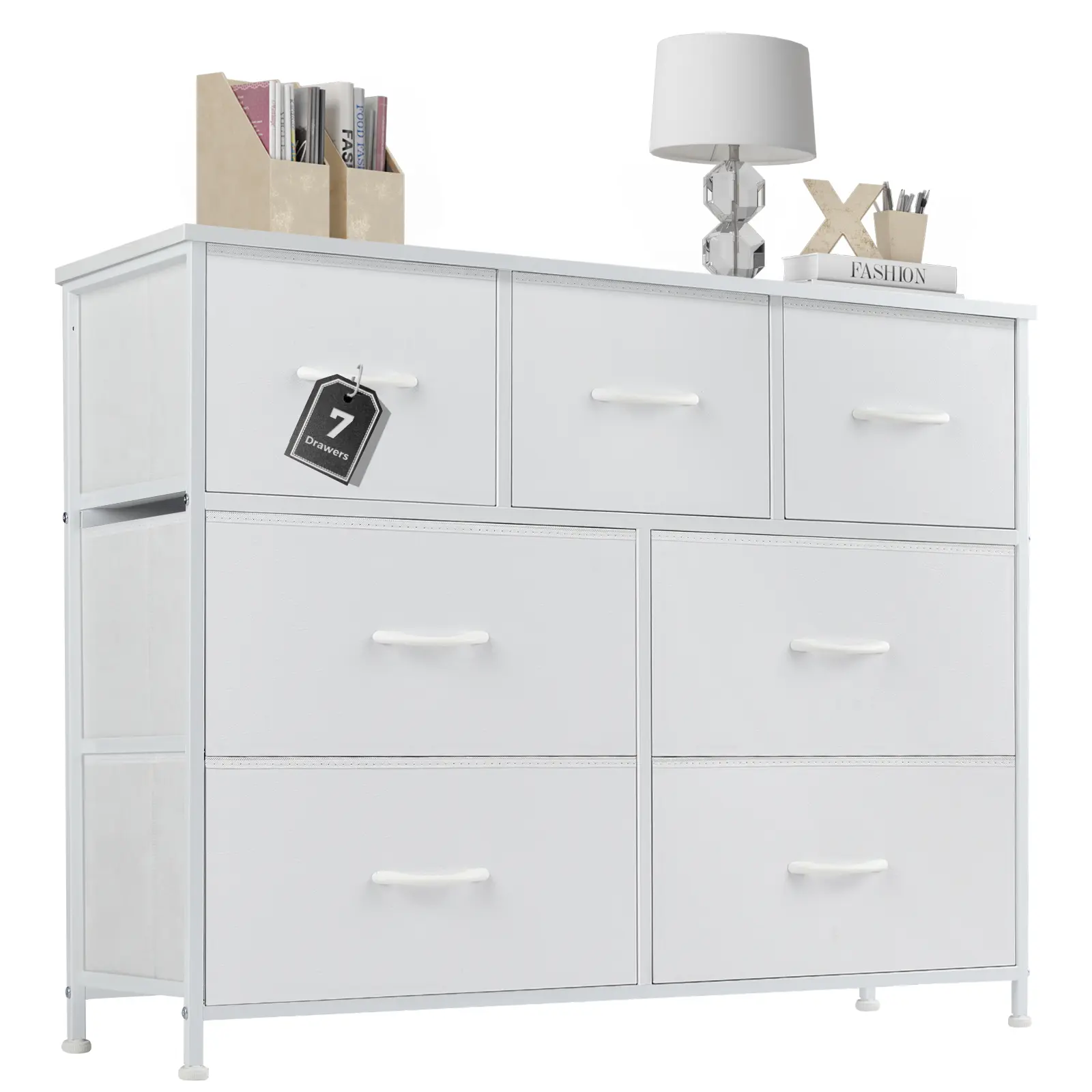 【Deal】Sweetcrispy 7-Drawer Black Fabric Drawer Storage Dresser - Bedroom Dresser, Small Room Organization Product, Organizer Storage, TV Stand Sideboard, Entryway Cabinet