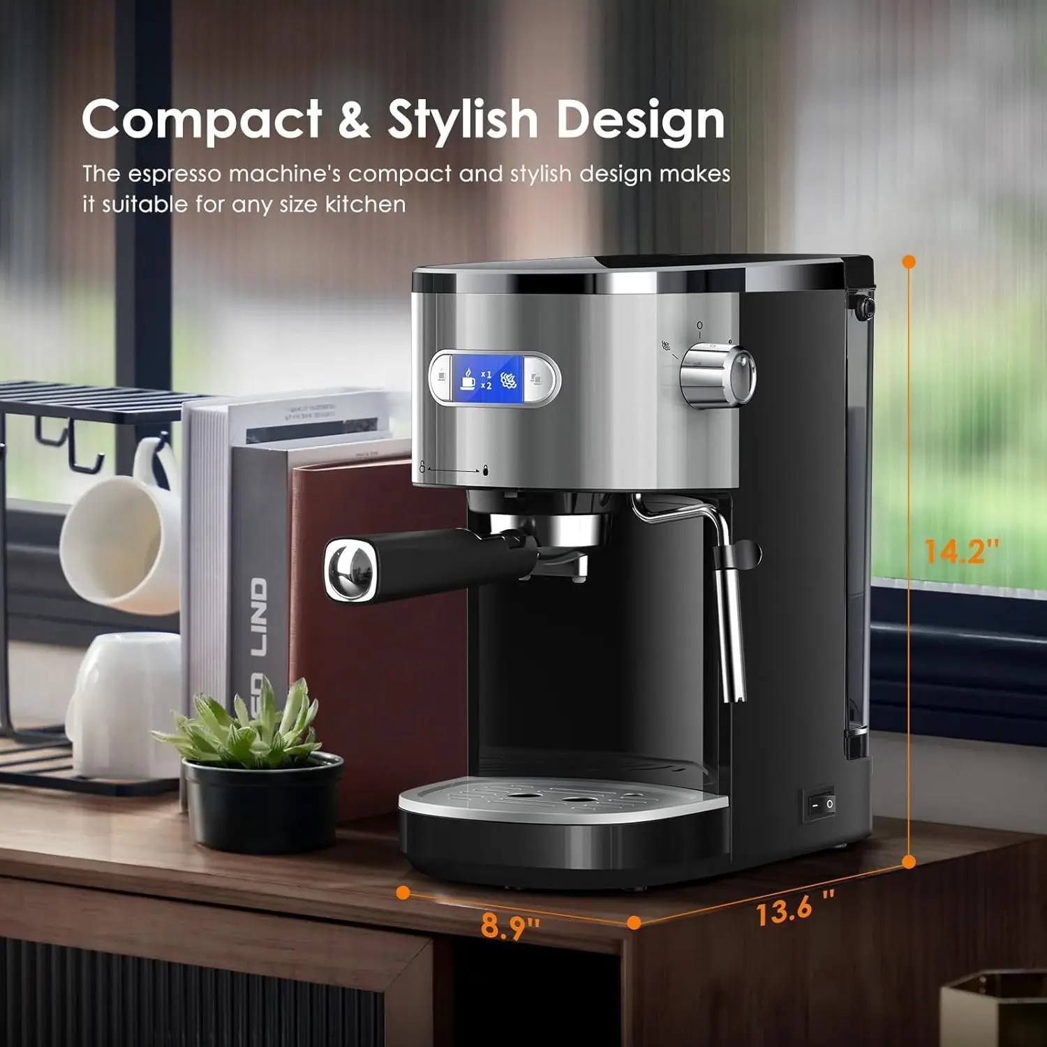 Commercial Espresso Machine 20 Bar, Compact Espresso Maker with Milk Frother Steam Wand, Expresso Coffee Machines with 45 OZ Removable Water Tank for Cappuccino, Latte, Home,summerwins,home essentials