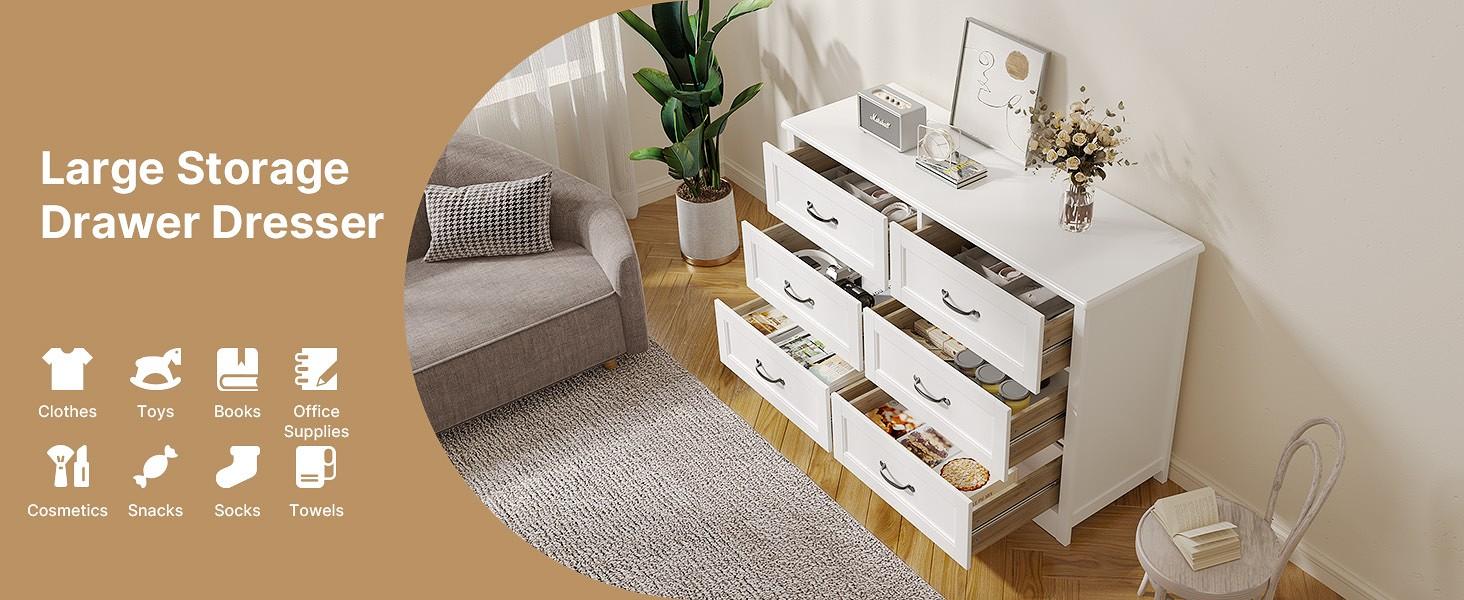 Gizoon 6 Drawer Dresser,Dresser for Bedroom with Mental Handle, White Dresser for Cloakroom, Hallway, Entryway Cupboard Apartment Furniture Organize Organizing,dorm essentials,home decor Gizoon 6 Drawer Dresser,Dresser for Bedroom with Mental Handle, White Dresser for Cloakroom, Hallway, Entryway Cupboard Apartment Furniture Organize Organizing,dorm essentials,home decor