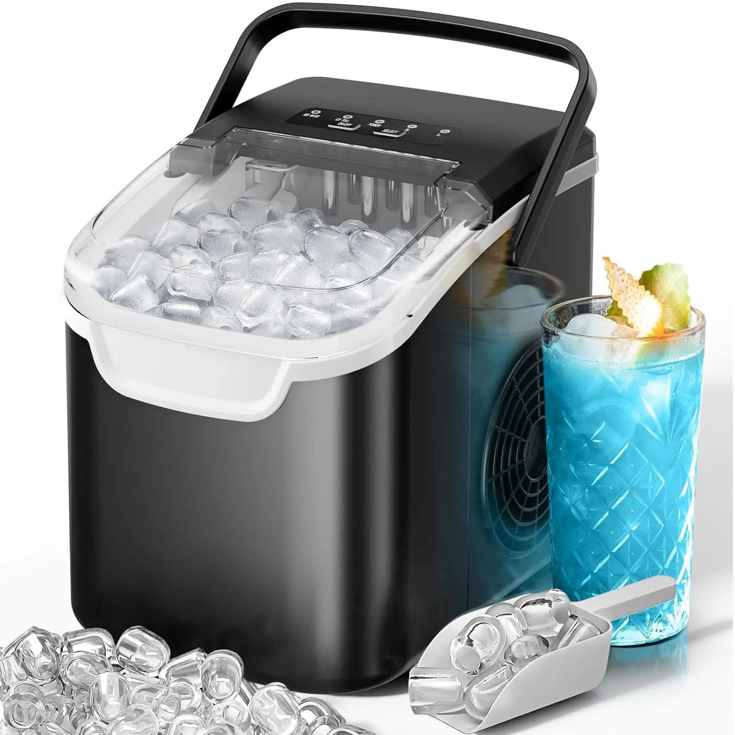 Back To School - HULIABU Countertop Icemaker with Handle - Bullet Ice Making Machine, 8 Cubes in 6 Mins, Portable Self-Cleaning Ice Machine for Home/Office (Purple)