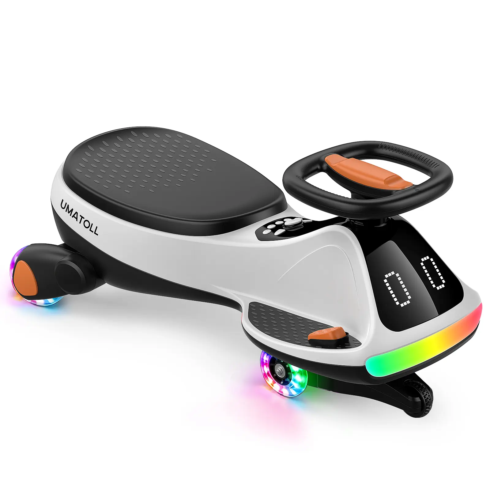 Umatoll Premium 12V Electric Wiggle Car with Digital Display Screen, Pedal & RGBIC LED Lights, Bluetooth Music Ride on Toys, Twist Car, Birthday Gifts， Adjustable Lighting Screen, #DealsForYouDays