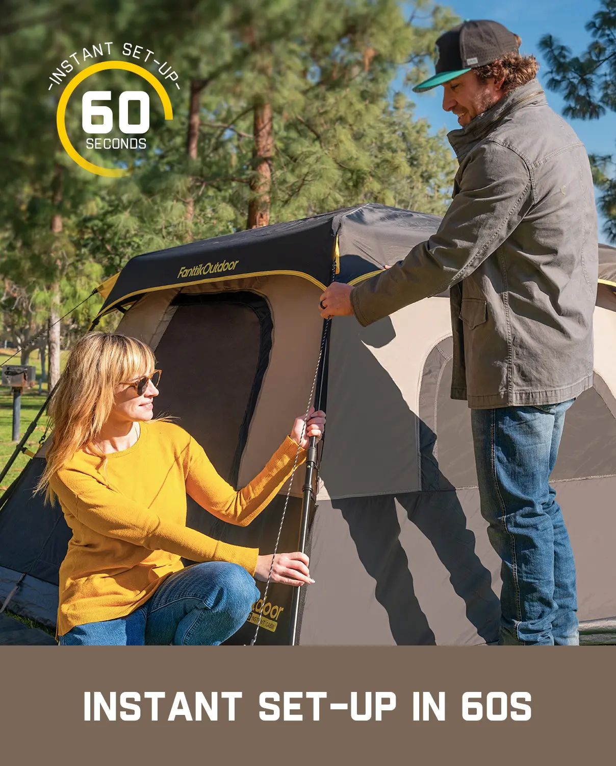 Fanttikoutdoor Zeta C6 Person Instant Cabin Tent/Alpha C4 Ultra 4 Person Pop Up Instant Cabin Tent Setup in 60 Seconds with Rainfly & Windproof Portable with Carry Bag for Family Camping & Hiking,SummerWins, Father's Day Gifts, Tents For Camping summerwin
